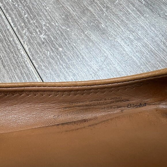 Tory Burch Reva Ballet Flats Womens 8.5M Gold Logo Slip On Pebbled Leather Brown - Picture 12 of 13